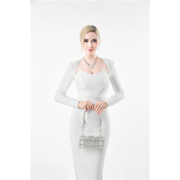 Clear Acrylic Clutch Sparkle Rhinestone Evening Bag Silver - Picture 6 of 6